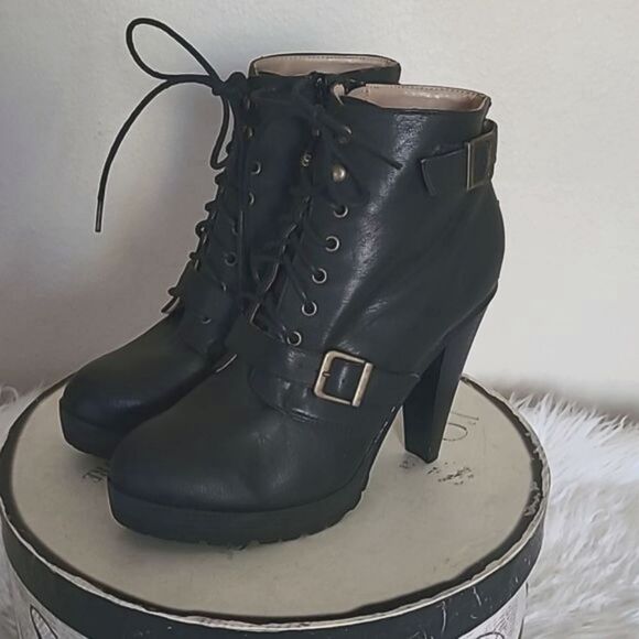Combat Vegan Leather Boots - Picture 1 of 11